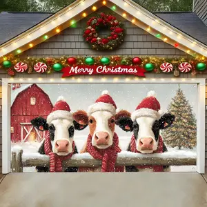 Christmas Garage Door Banner Outdoor Decoration, Large Fabric Gate Cover, Perfect for Holiday Wall Art, Photo Booths, Weddings, Parties