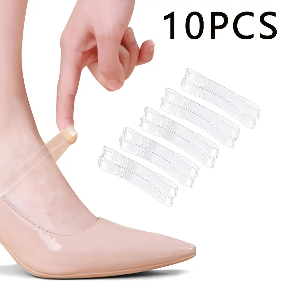 Invisible TPU Shoe Straps, 10-Pack — Clear Anti-Slip Holders That Keep Sandals, High Heels, and Flats From Slipping Off. The Nearly-Invisible Fix for Loose Shoes That Actually Stays Put
