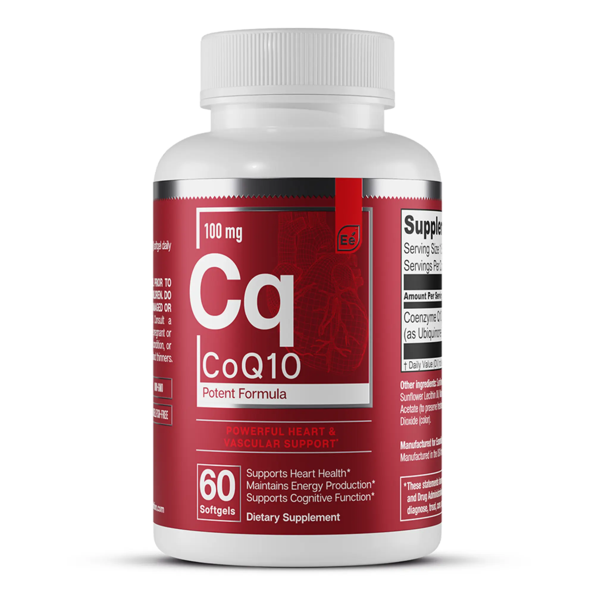 Essential Elements CoQ10 Supplement - 200mg Comprehensive Coenzyme Q10 - Heart, Brain, and Vascular Support - 2 Month Supply