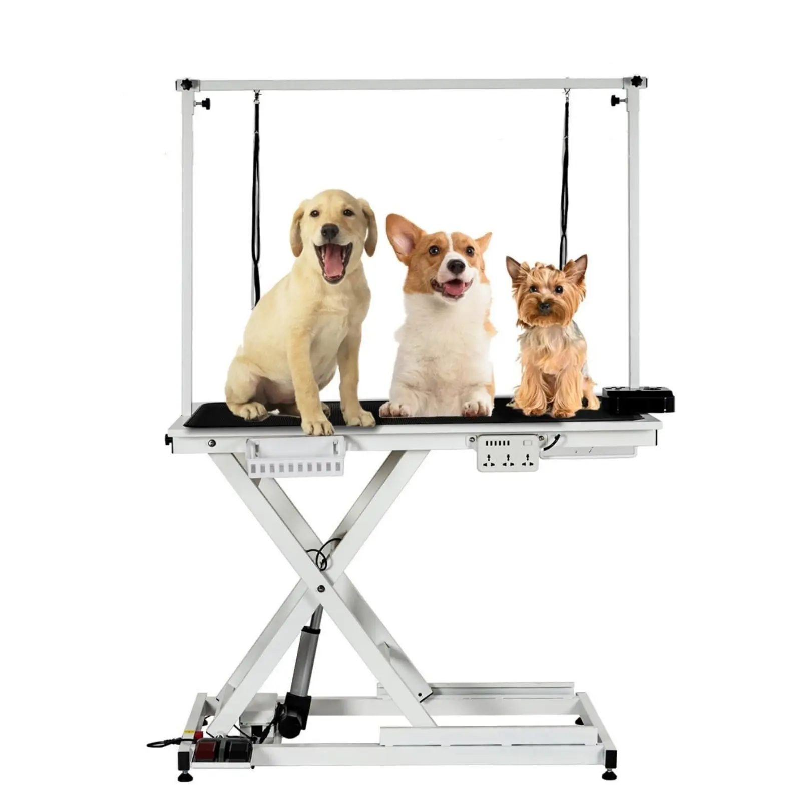 Garvee 50" Heavy Duty Electric Hydraulic Dog Grooming Table with Aluminium Overhead Arm, Anti-Slip Top, 6 USB Ports, 300-330lb Capacity for Home & Salon, Suitable for Large & Small Dogs, Professional Pet Grooming Station