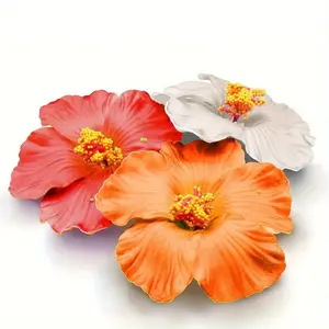 2pcs flower-shaped hair clips, Hawaiian-style flower hair clips, vacation hair clips, hibiscus flower hair clips, sweet seaside beach hibiscus flower headwear, Hawaiian vacation style flower hair clips, swimwear, bride frangiocarcini hair accessory