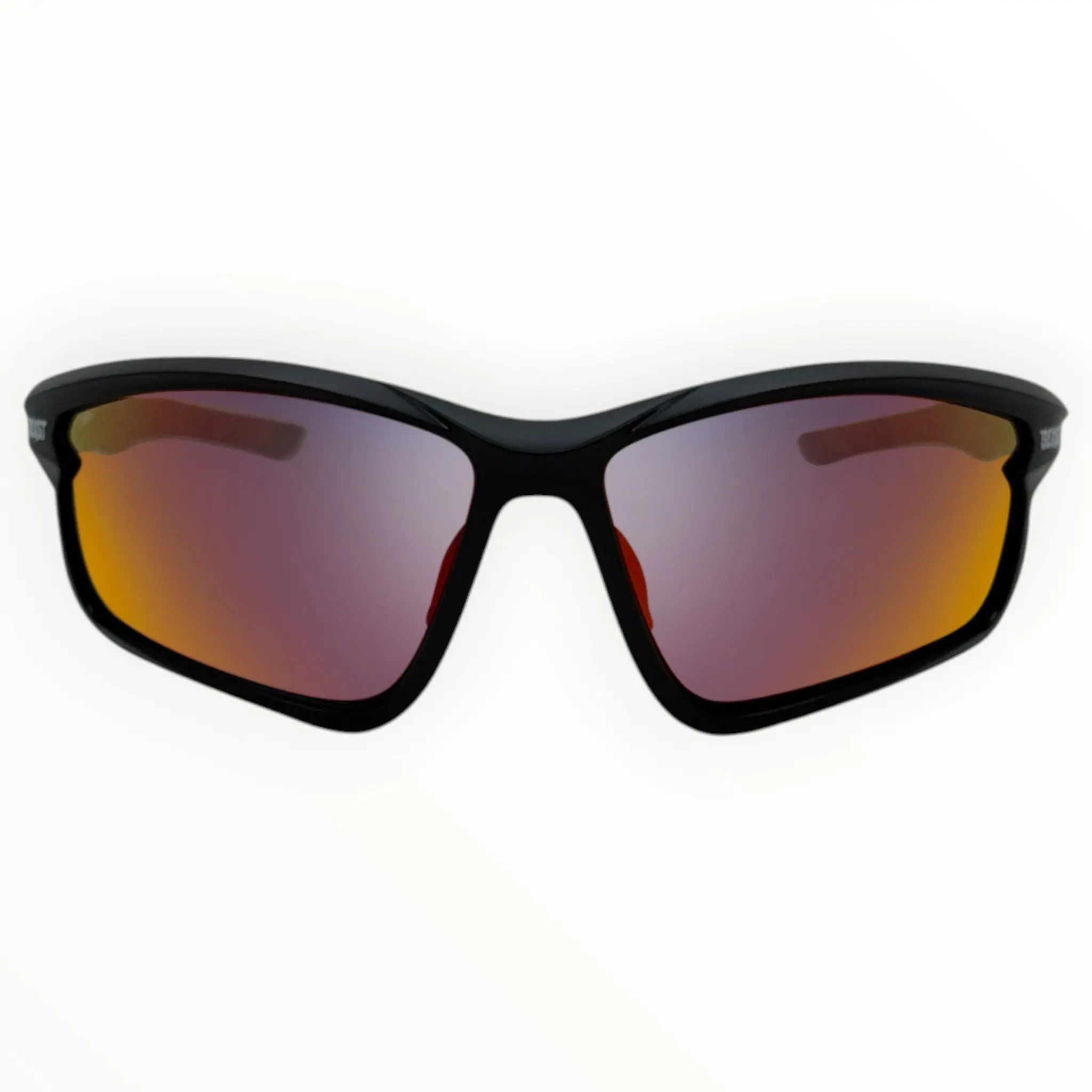 Iktomi Performance Sunglasses, Black-Red Frame, Red X-Mirror Lens, Smoke Lens Option, Ideal for Beach Use