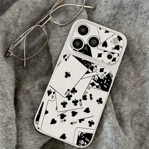 Black Poker Pattern TPU silicone phone case Suitable for iPhone 17 Pro Max AIR 16 15 14 13 12 11 Plus Cases Durable|Shockproof|Full Camera Protection|Anti-Scratch|Anti-Fingerprint|Slim Fit|Gift For Girlfriend/Men/Women