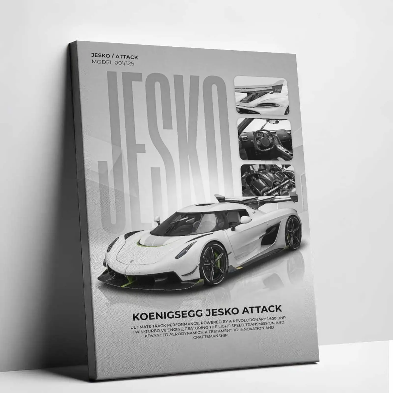 Car  Jesko Attack Hypercar   Art Megacar Spec    Legendary Speed Racing Machine  Boy Room Decor Aesthetic Cool Car Merch Fan Gift Idea Garage  Decoration