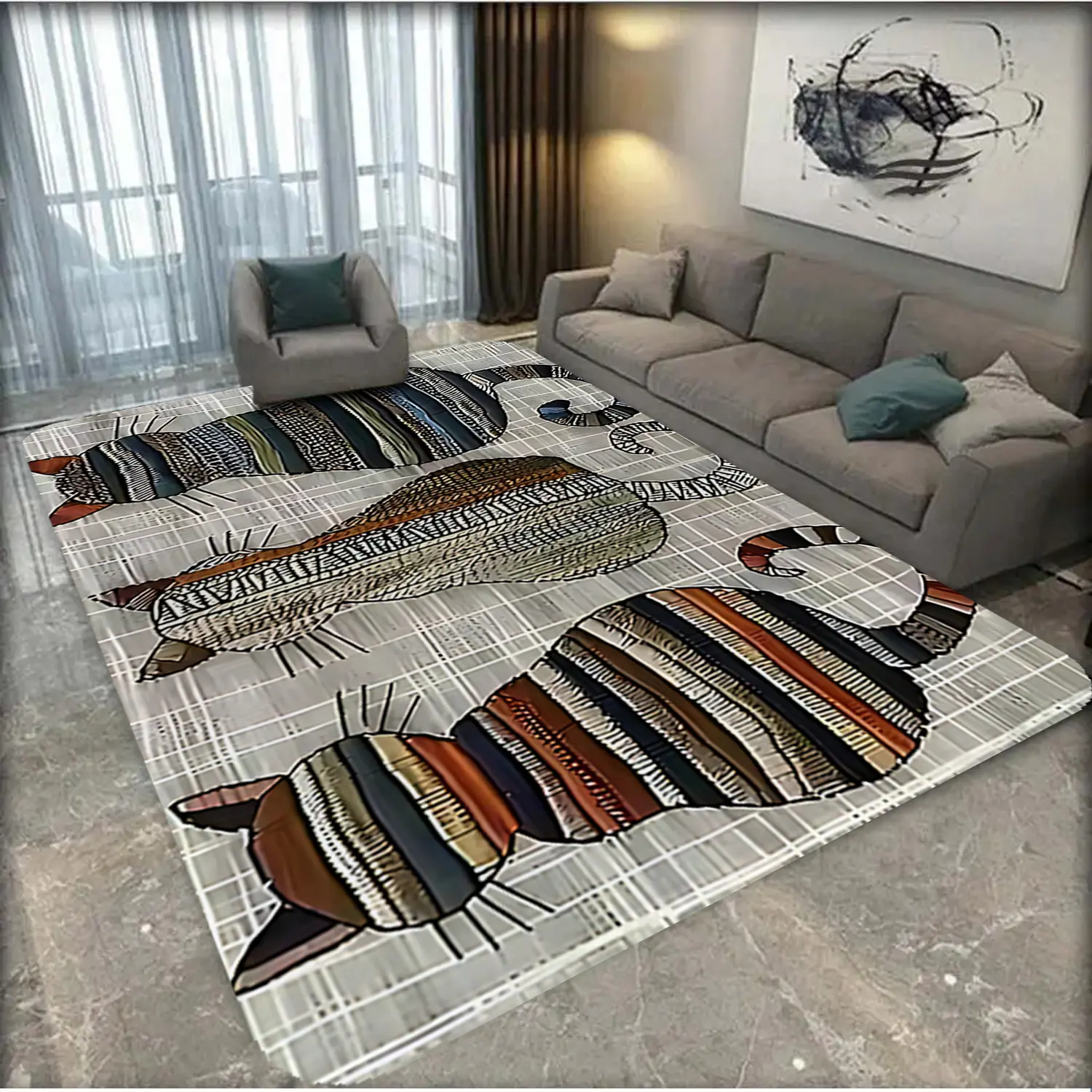1 cat themed carpet, soft and absorbent, anti slip and wear-resistant, with good elasticity, suitable for living rooms, bedrooms, kitchens, bathrooms, and other home decor, outdoor decoration, durable and washable, can be used as a pet mat