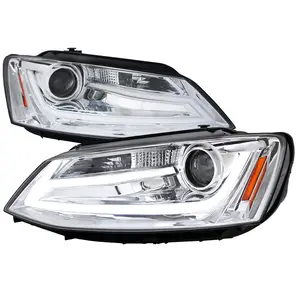 2011-2018 Volkswagen Jetta MK6 LED Bar Projector Headlights (Chrome Housing/Clear Lens)