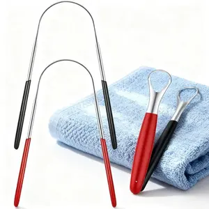 Stainless Steel Tongue Scraper, Dual-Sided Metal Cleaner, Reduces Bad Breath, Freshens Breath, Oral Care Tool for Adults, Unisex Design