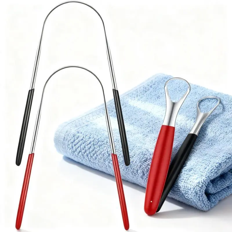 Stainless Steel Tongue Scraper, Dual-Sided Metal Cleaner, Reduces Bad Breath, Freshens Breath, Oral Care Tool for Adults, Unisex Design