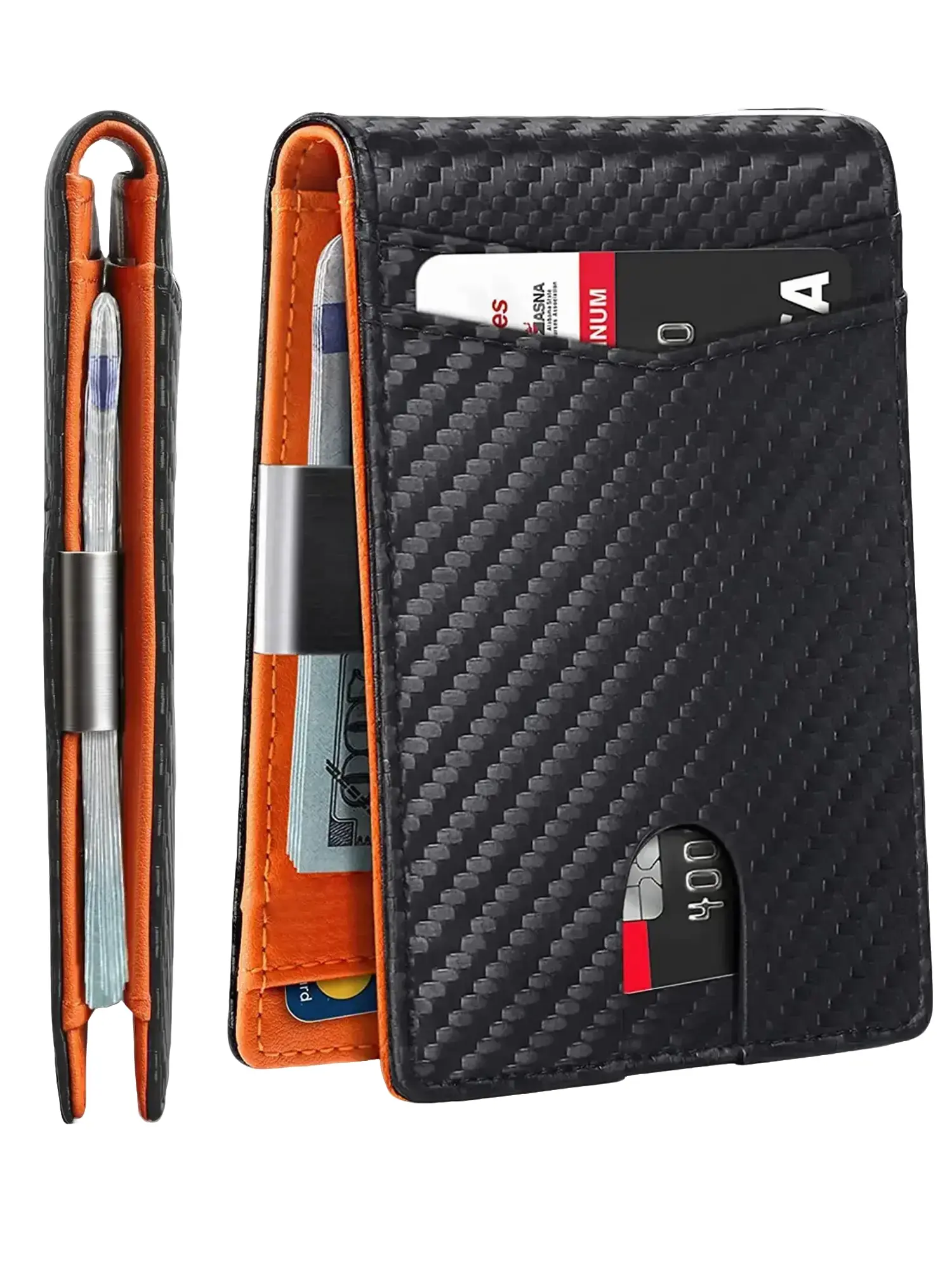 Men's Carbon Fiber Pattern Business Style Durable Fashion Wallet for Men, Ultra-thin Minimalist Multi Card Slot Wallet, RFID Blocking PU Leather Busin