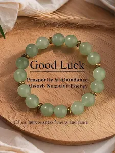 Natural Green Aventurine Stone Beaded Bracelet, Good Luck Stone Bracelet, Spiritual Jewelry to Absorb Negative Energy, Unisex Chakra Balance Gift
