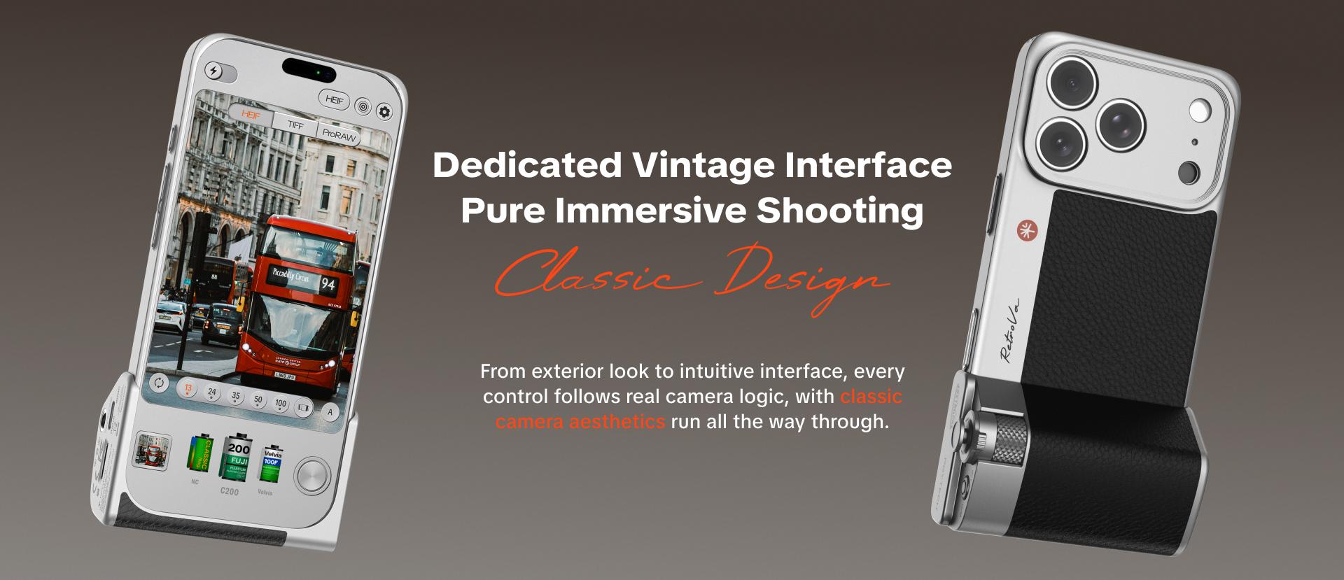 PGYTECH RetroVa Grip Kit for iPhone 17 Pro, Vintage Leather-Style Phone Case with Camera Grip, External MicroSD Recording, Bluetooth Remote Control for Photography/Daily Vloggers/Travel