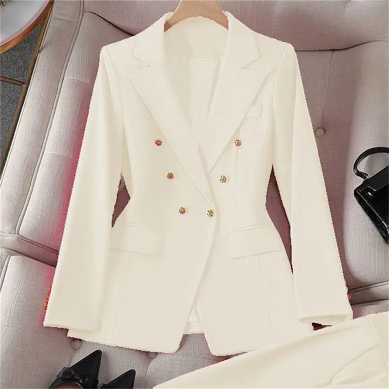 Lady's Retro Slim-Fitted Elegant Longsleeves Asian Suit Jacket Set - Casual Chic Women's Clothes