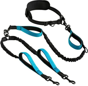 16 ft Tangle Free Double Dog Leash 360° Swivel No-Tangle with Padded Handles Reflective Stitches Nylon Material Ideal for Outdoor Activities for Medium & Large Breeds