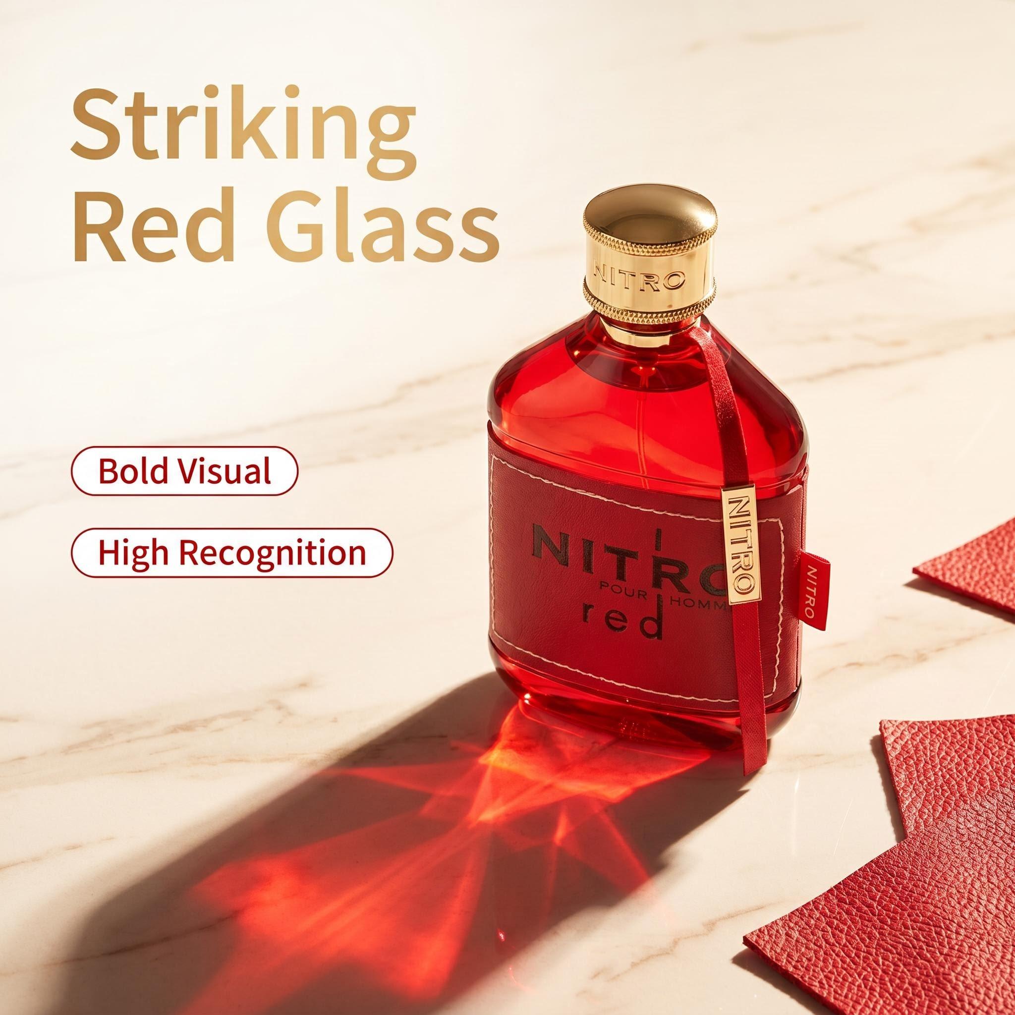 Nitro Red Pour Homme Men’s Perfume 100ml| Warm Amber Spicy Woody Masculine Scent, 12H Ultra Long Lasting Projection, Ideal for Daily Office, Date Night, Party & Business to Boost Your Charm.