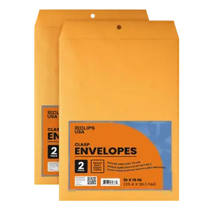 Kraft Clasp Envelopes - 10 X 15 Inches, 2-count