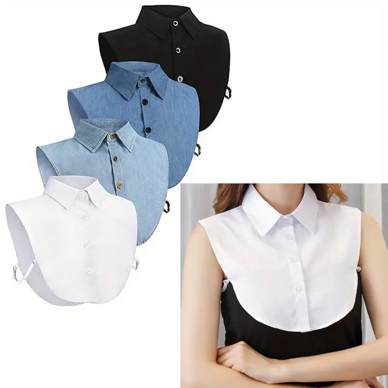 4Pcs/Set Fake Collar,Detachable False Dicky Collar,Half Shirts Round for Women Outfits Halloween Costume,Valentine's Day Gifts,DIY Hand Tools Kits
