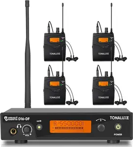 Wireless in Ear Monitor System, Stereo Mono IEM System with Metal Rackmount Transmitter, 4 Pack UHF Bodypack Receivers w/Earphones, 100 Adjustable Frequencies, 262ft Range for Singers Bands