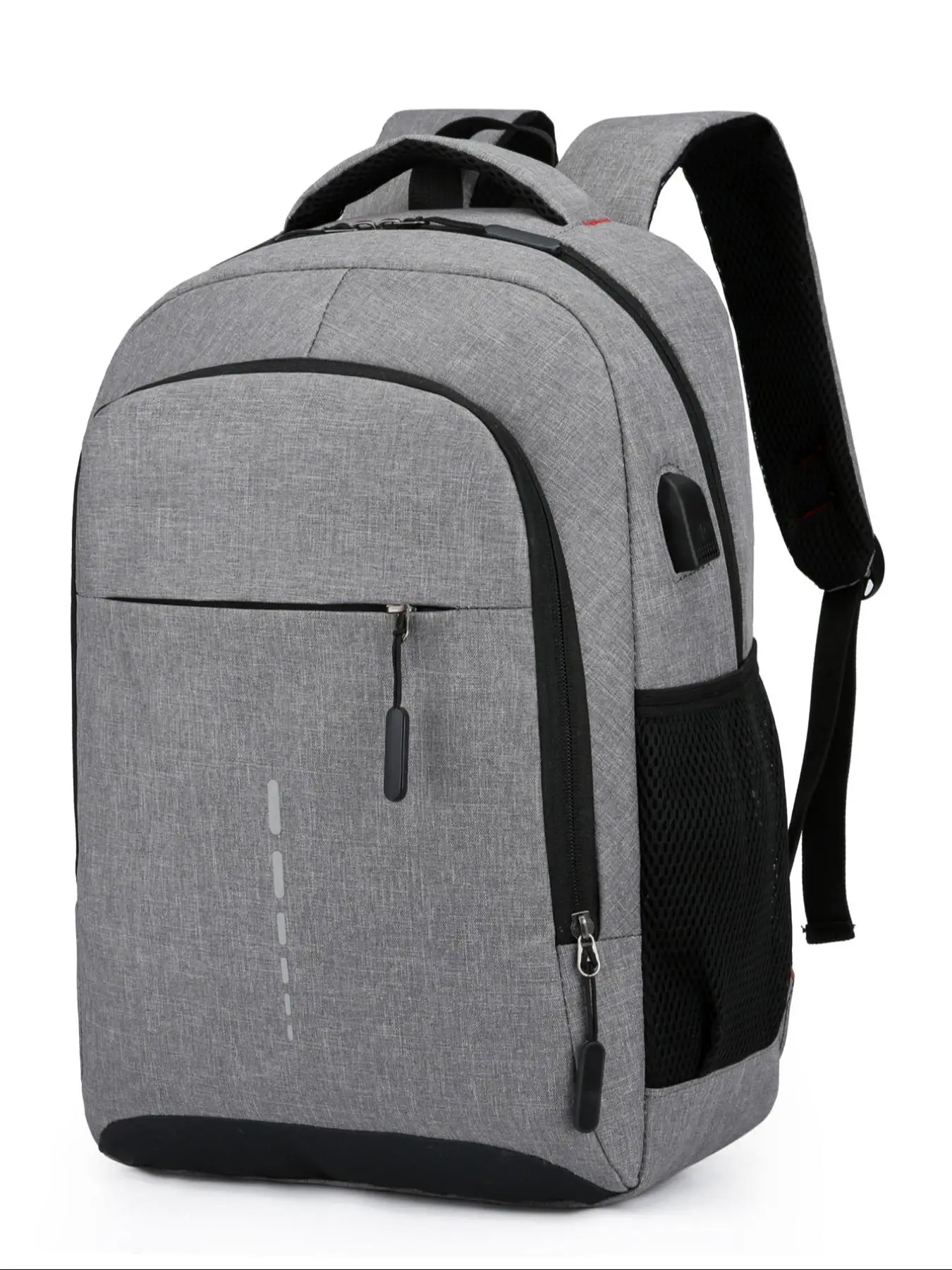 1 Piece Men's Business Simple Plain Texture Zipper Backpack, Casual Lightweight Large Capacity Travel Backpack, with USB Port, Nylon Waterproof Laptop