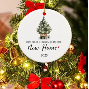 New Home 2025 Ceramic Ornament, Our First Christmas in Our New Home Ornament, House Warming Gifts, Newlywed Gift, Christmas 2025 Gift