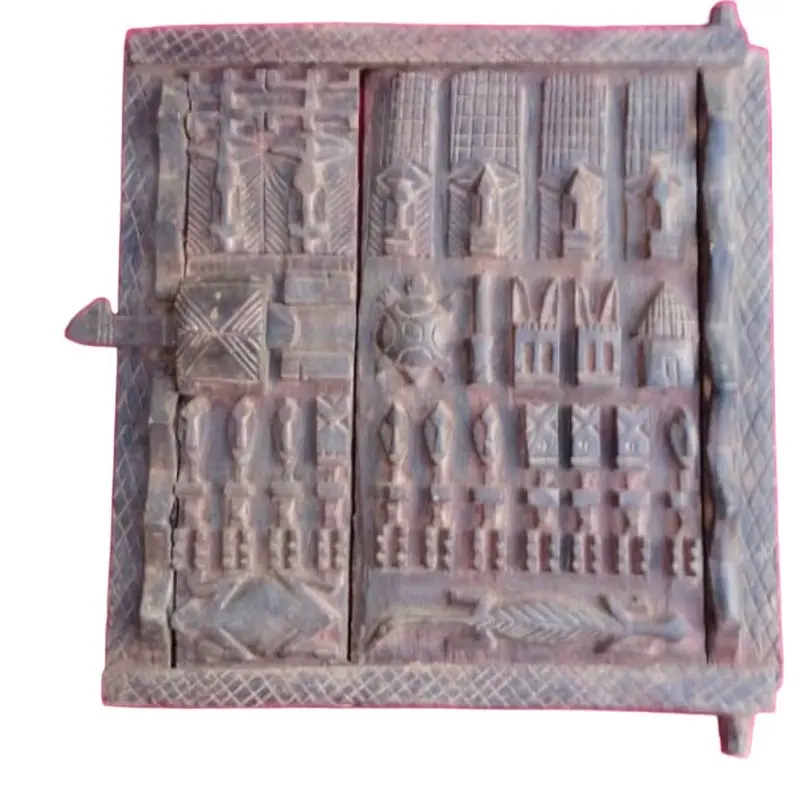 Antique Dogon Door - Handcrafted Wooden Craftsmanship with Intricate Carvings