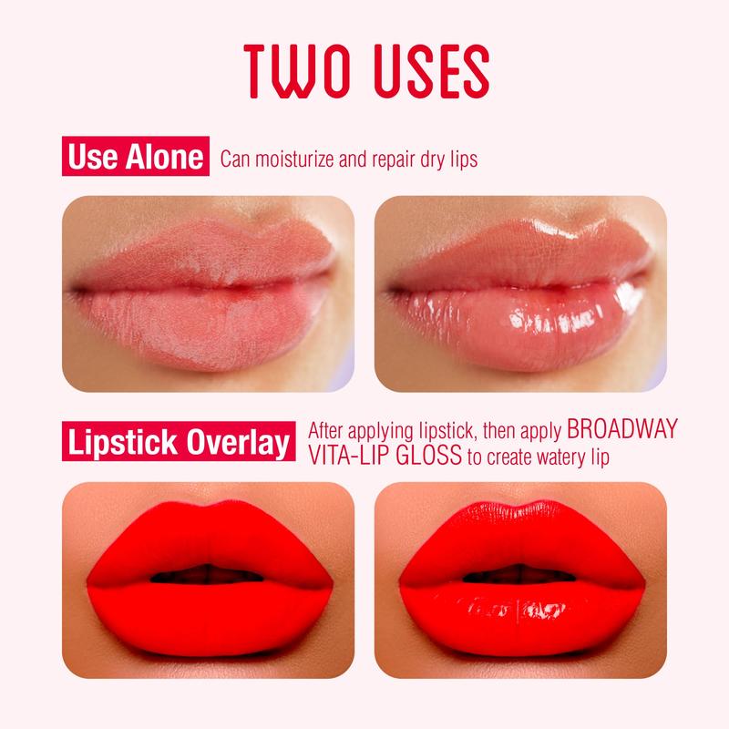 Ruby Kisses Broadway Vita-Lip Clear Lip Gloss - Moisturizing, Hydrating, Nourishing with Mint, Rosehip, Coconut, Mango, Argan, Honey & Shea Lipstick Makeup Daily Shea Butter Moisturizer Moisture Hydrate Moisturize Cosmetic Lip Care