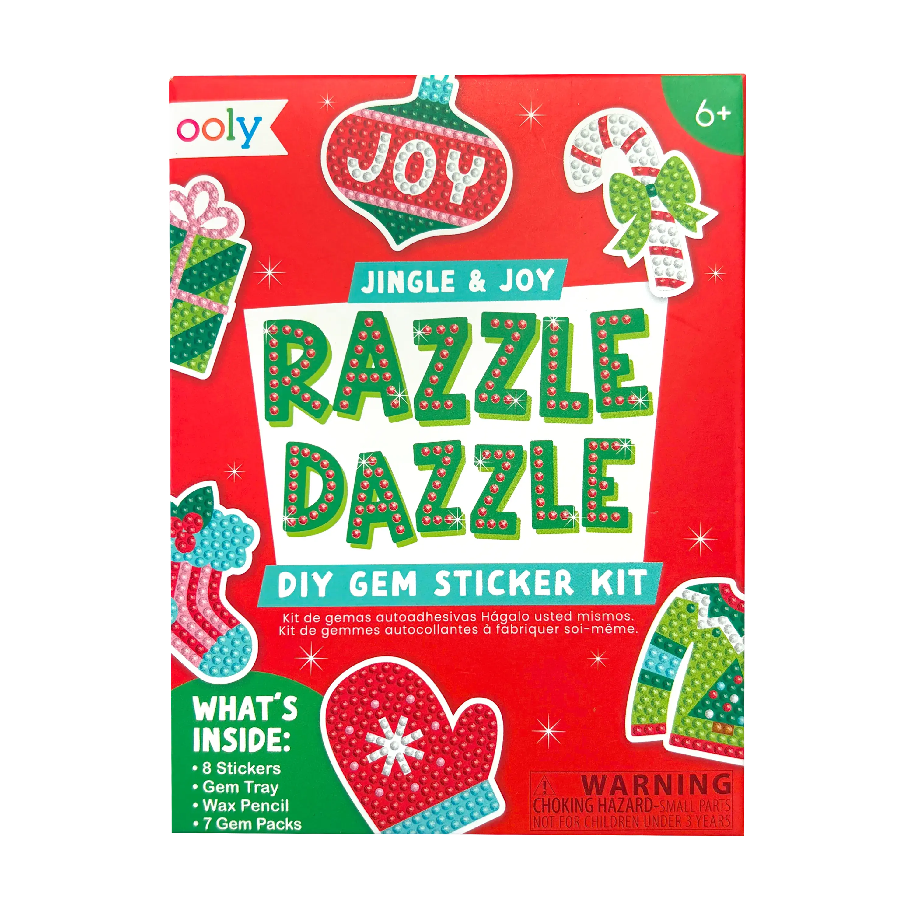 Razzle Dazzle Mini DIY Gem Sticker Kit - Jingle & Joy - 8 Stickers