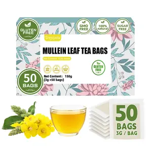 100% Organic & Natural Mullein Tea Bags (50 Teabags, 3g/Bag) | Premium Mullein Leaves for Lung Detox | Caffeine-Free | Sugar-Free | Gluten-Free | Vegan | Individually Sealed Eco-Friendly Packs | Safe for Regular Consumption