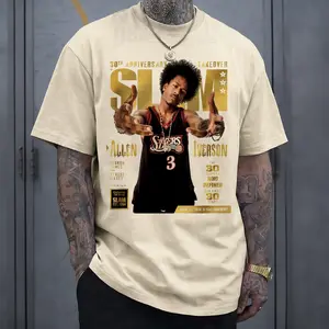 Allen Iverson Vintage Basketball T-Shirt | SLAM Magazine Cover Print | 100% Cotton Crew Neck Unisex Tee | Retro Sports Apparel | Gift for Men