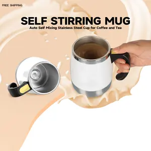 Automatic Stirring Coffee Mug, Auto Electric Stainless Steel Self Mixing Coffee Tumbler, Rotating Home Office Travel Mixing Cup, Drinkware, Gifts