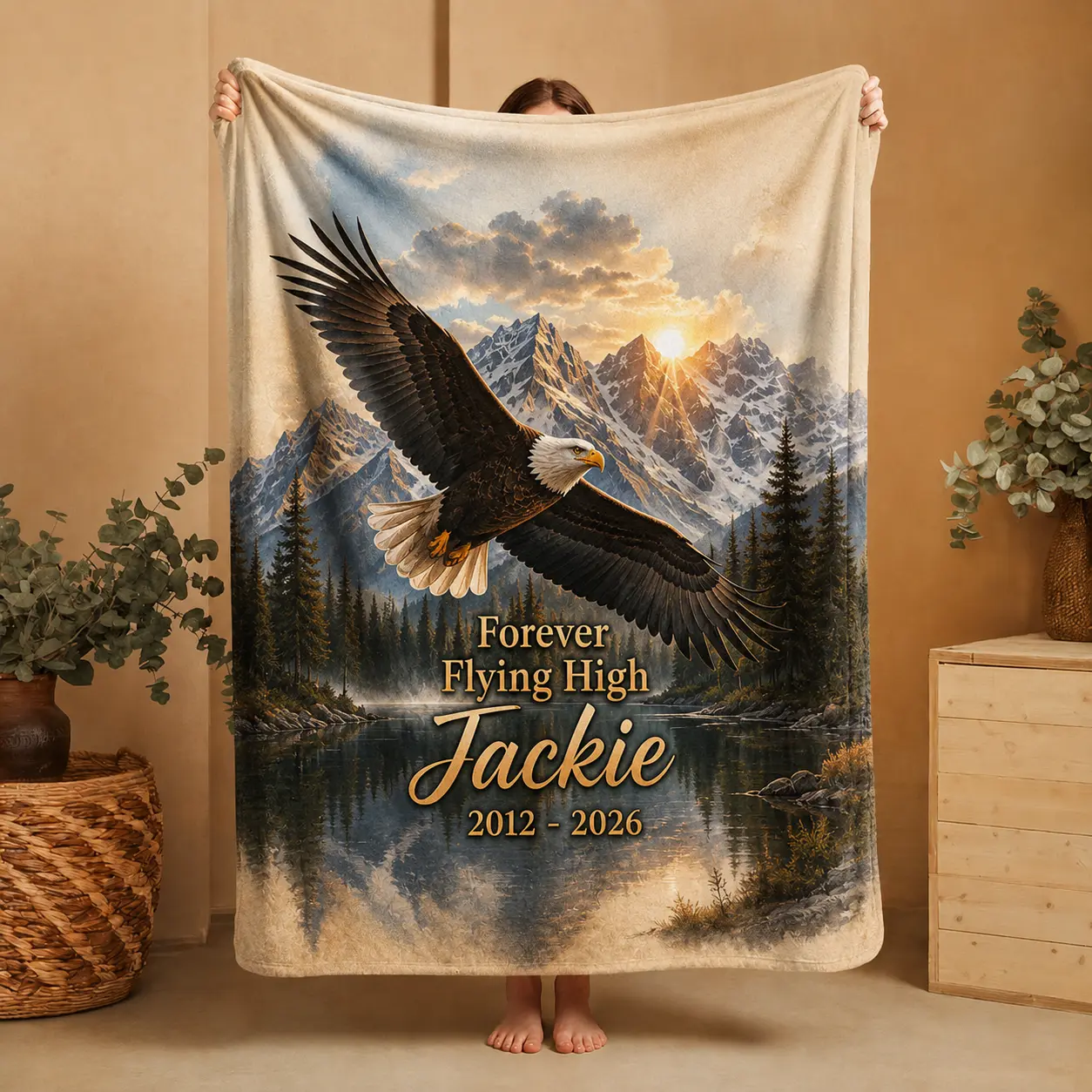 Jackie Eagle Memorial Fleece Blanket V3, Forever Our Queen Bald Eagle Tribute, Big Bear Eagle Throw, 2012–2026 Memorial Fleece Blanket, Soft Cozy Throw Blanket, Decor For Sport Lovers, Philadelphia Football Gift for Fans