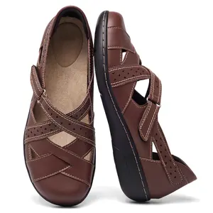 Women's 2025 Fashionable Pu Leather Solid Color Sandals.Lightweight sandals, strappy sandals, Casual ComfortableSlippers for Summer, Lightweight Breathable Shoes for DailyWear, Ladies Sandals , Soft Bottom Sandals