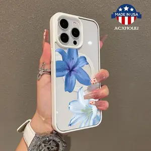 Adorable Magnetic Case for iPhone11/12/13/14/15/16/17 Air promax Blues Lilies MagSafe Compatible, Lightweight, Anti-Fall | Girly & Chic Style