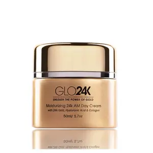 Glo24k Face Day Moisturizer for morning 1.7 oz Moisture. Hyaluronic Acid & Collagen. Cream Day Cream Hydrating Moisturizing Hydrate.