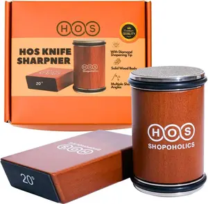 HOS Elite Rolling Knife Sharpener - Premium Diamond-Coated Wheels for Ultimate Sharpness - 15/20° Precision Magnetic Angling - Effortless Sharpening for All Steel Kitchen Knives & Scissors