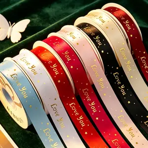 Valentine's Day Letter Print Ribbon, DIY Cake Gift Box Decor, 2.5cm X 30m, Perfect for Home Party Events