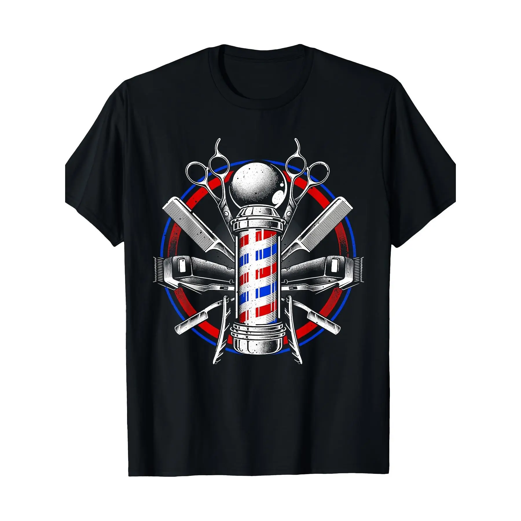 Men's Cotton Casual Short-Sleeve T-Shirt - Funny Barber Gift for Barbershop Hairstylists, Made in USA, Mens Top, Shortsleeve, Menswear, Tshirt