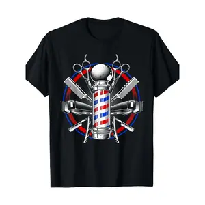 Funny Barber Gift For Men Barbershop Pole Tools Hairstylist T-Shirt - Made in USA