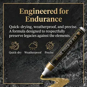 Golden Tombstone Marker Pen - Restore Faded Inscriptions on Marble, Granite & Stone Monuments.Waterproof & Sunproof Paint Pen for Gravestone Lettering, Memorial & Outdoor Stone Repair