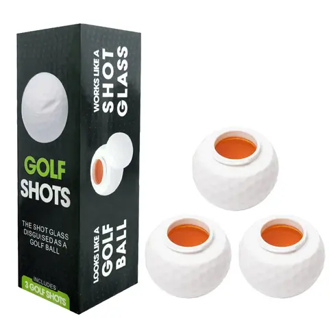 Golf-Themed Shot Glass Set - 3-Piece 1.5oz Round Unisex Adult Novelty Cups with Lids Included, Fun Themed Design, Birthday Gift Ideas, Perfect Present for Golf Enthusiasts, Sports & Outdoor Picnicware