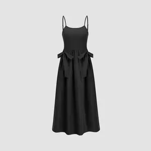 Cider [size 0-26] Jersey Collarless Bowknot Cami Maxi Dress