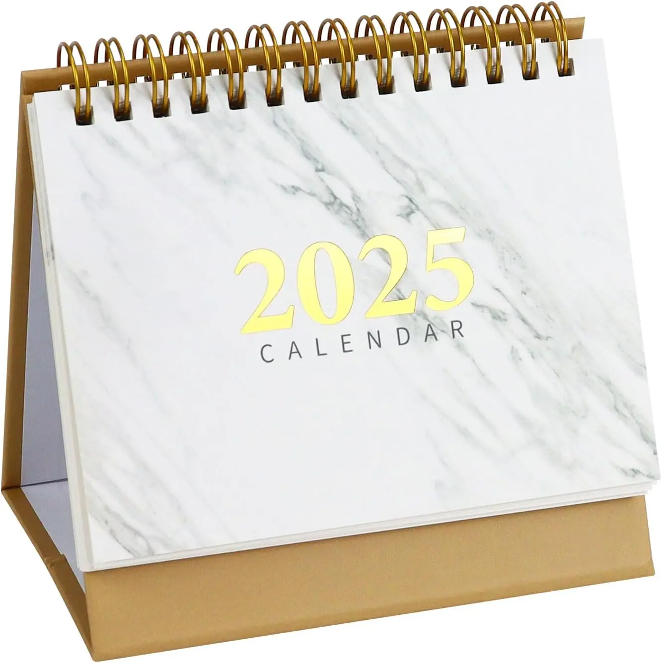 Mini Desk Calendar 2024-2025, 18 Month Gradient Marble White Standing Desk Calendar for Small Desks  (Gradient Marble White)