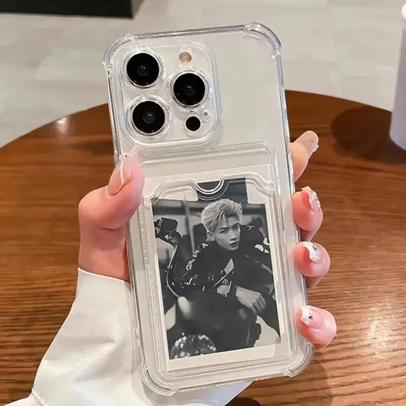 Silicone Wallet Cellphone Case with Transparent Card Slot Holder, Shockproof TPU-Plastic Back, Full Body Protection - iPhone Accessories for 14 Pro,11,12,13,15,16,17,17 Air Pro Max Plus,X,Xs, Smartphone