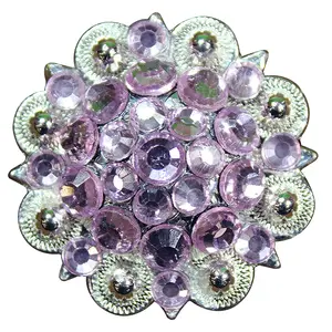 HILASON Western Berry Conchos Glass Rhinestones Bling 1.5" Tack Cowgirl Rose Color | Bridle Slotted