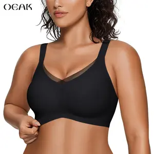 OEAK Wireless Jelly Bras for Women No Underwire Supportive Mesh Crossover Bra Seamless Push Up Full Coverage Everyday Bralettes