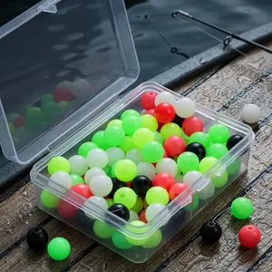 Glow in The Dark Fishing Float Beads Kit, Bead Mix, 100/200pcs High Luminous Floating Round Pearls for Saltwater Freshwater, Anti-Slip Bobber Stopper Beads, Glowing Lure Accessories for Night Fishing, Multiple Sizes
