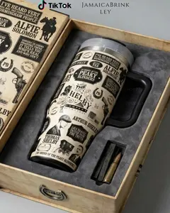 Peaky Blinders Tumbler 40oz With Handle, Birmingham Gang Fan Cup, TV Show Merch, Movie Lover Gift, Vintage Tumbler 40oz, Gift for him, her