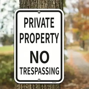 Aluminum No Trespassing Sign for Private Property Security Outdoor, Reflective Weatherproof Warning Sign for Yard Front Gate and Fence, Rectangle Design