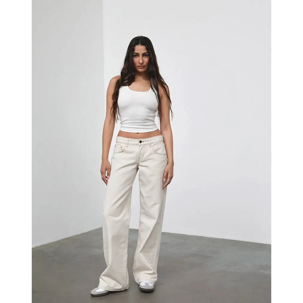 MOTEL Low Rise Parallel Jeans in Off White