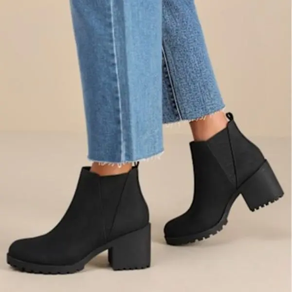 Women's Lisbon Black High Heel Ankle Booties - Girl