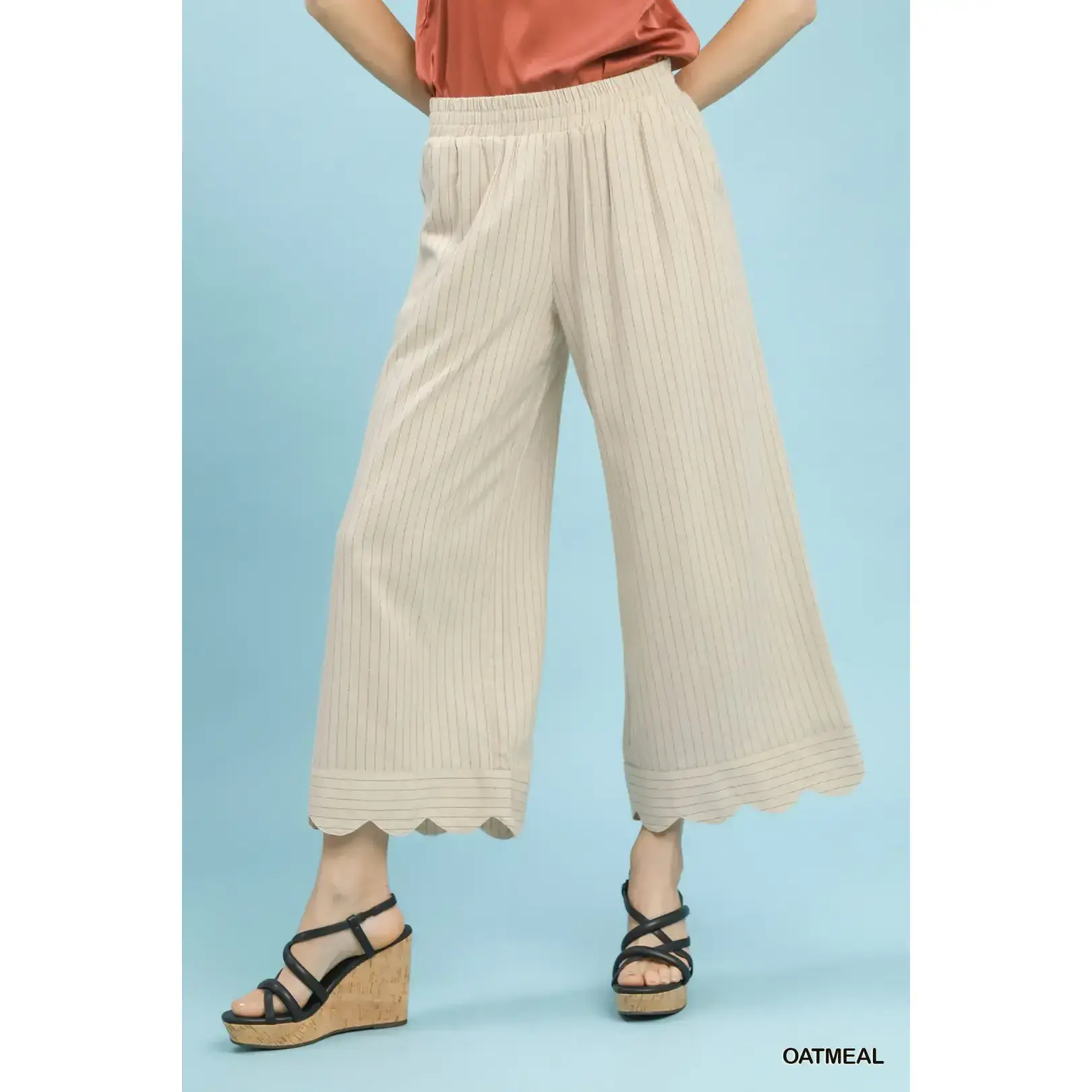 Umgee Pinstripe Wide Leg Pants